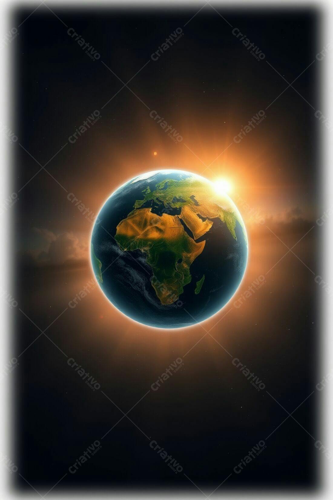 Planeta Terra nascente espaço