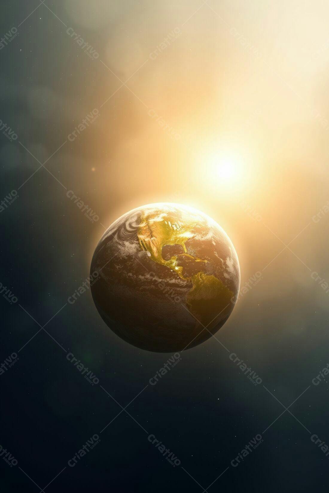 Planeta Terra vista do espaço ao amanhecer