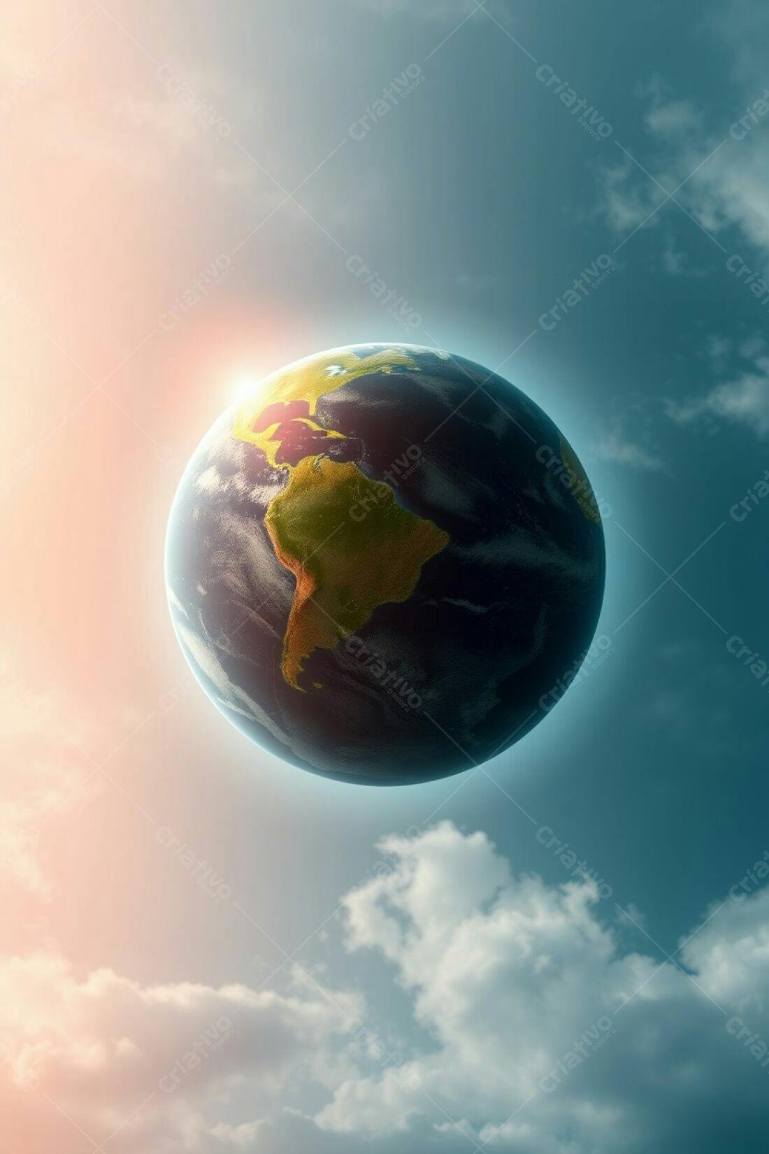 Planeta Terra visto do espaço com nuvens