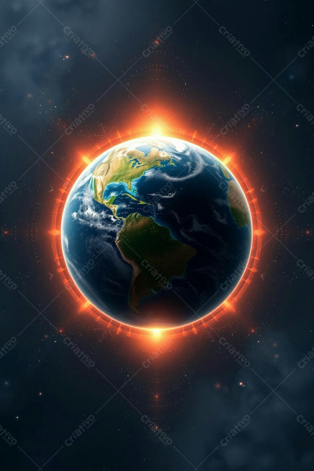 Terra com Anel de Fogo Espacial