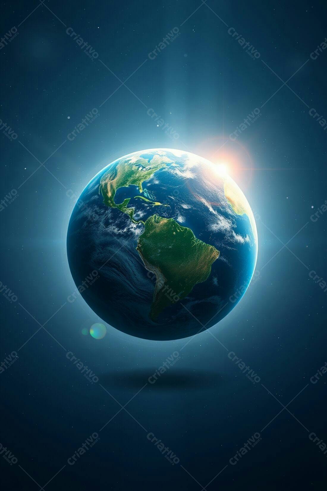 Planeta Terra azul e verde no espaço