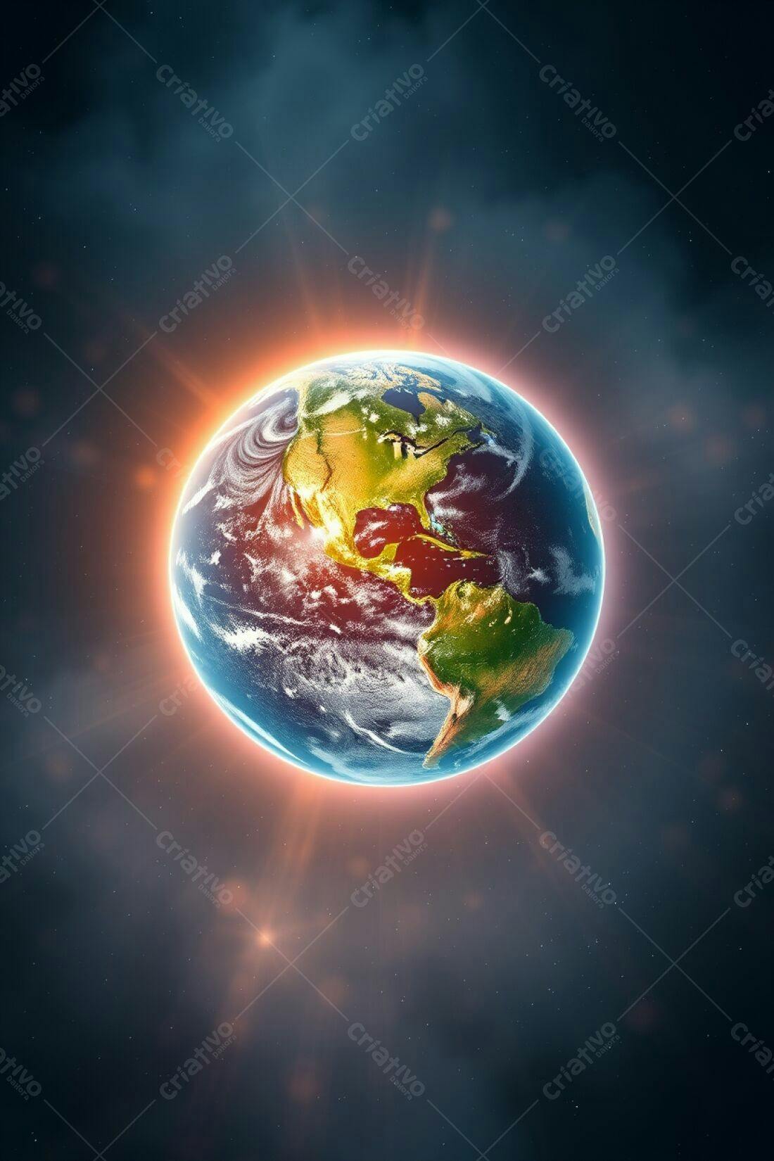 Planeta Terra vista do espaço com foco nas Américas
