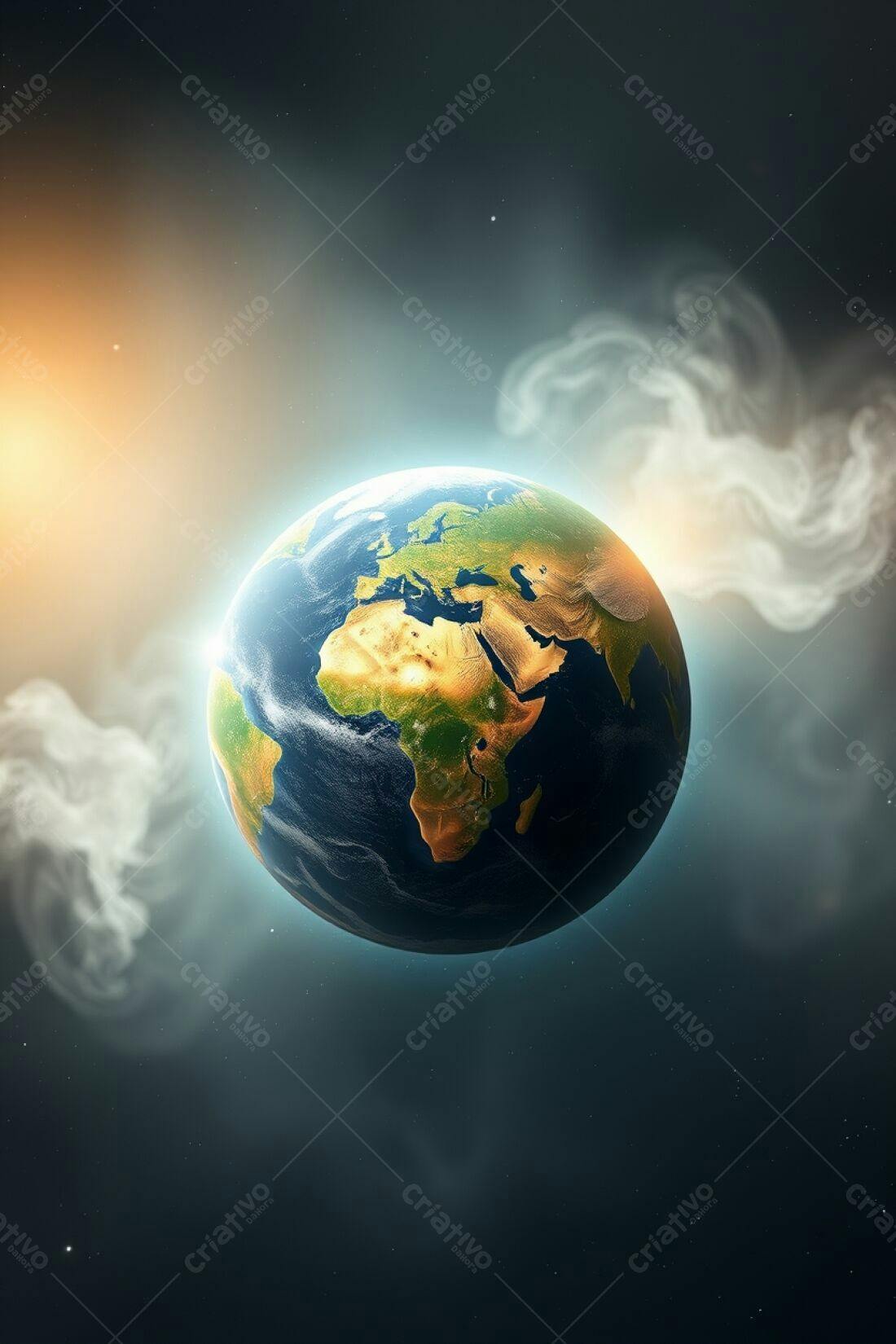 Planeta Terra vista do espaço com nuvens