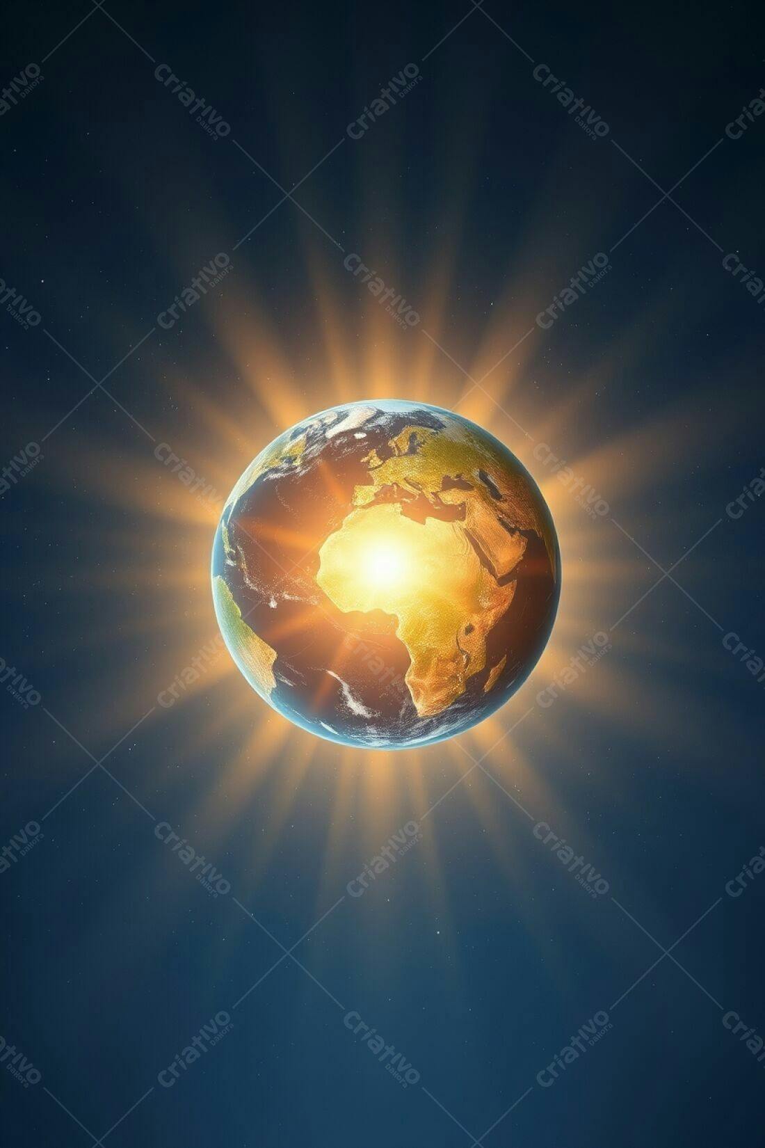 Planeta Terra com raios de luz