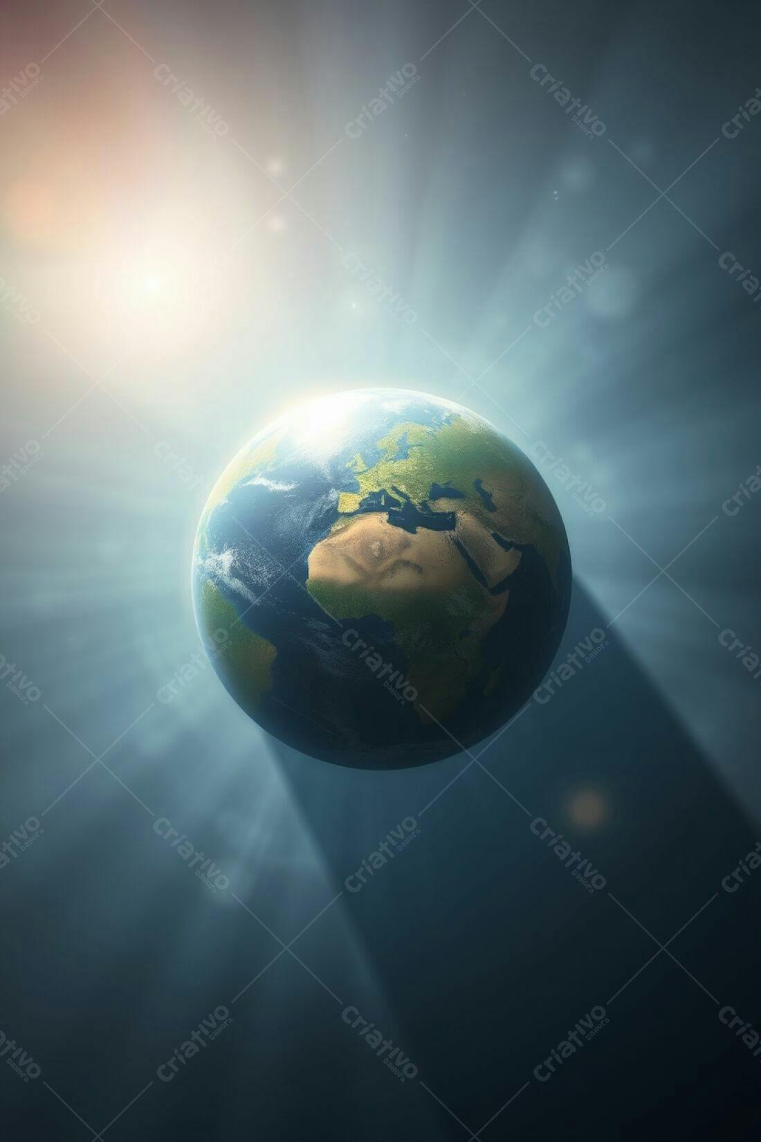 Planeta Terra iluminado luz solar