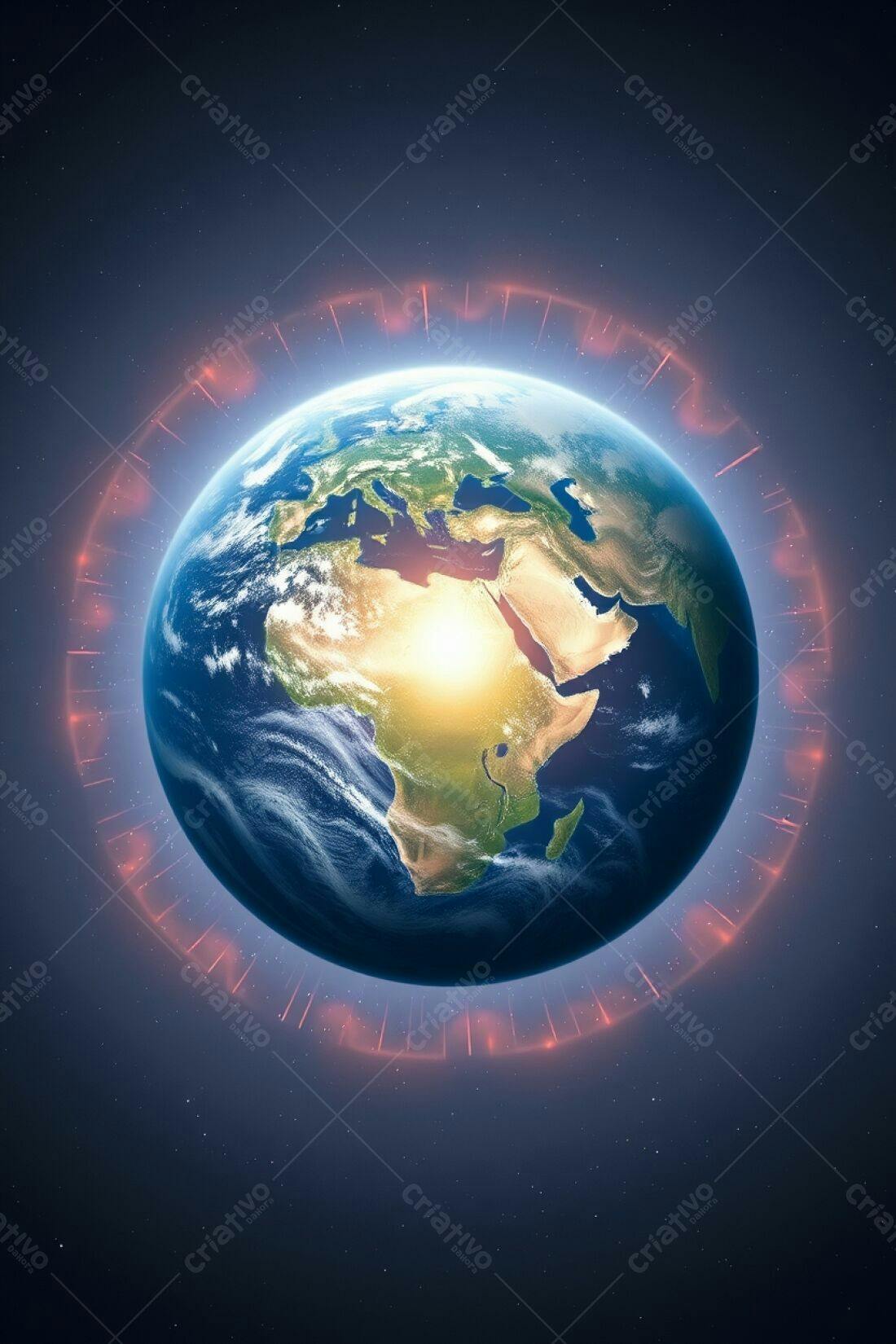 Planeta Terra com Raios Cósmicos