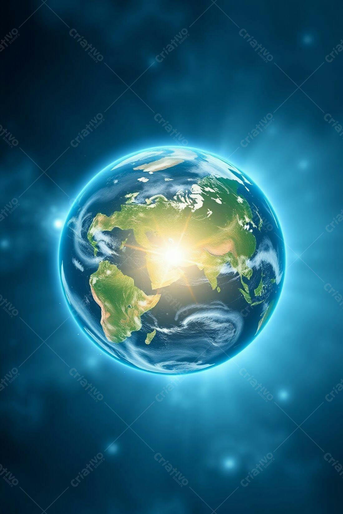 Planeta Terra vista do espaço luz solar