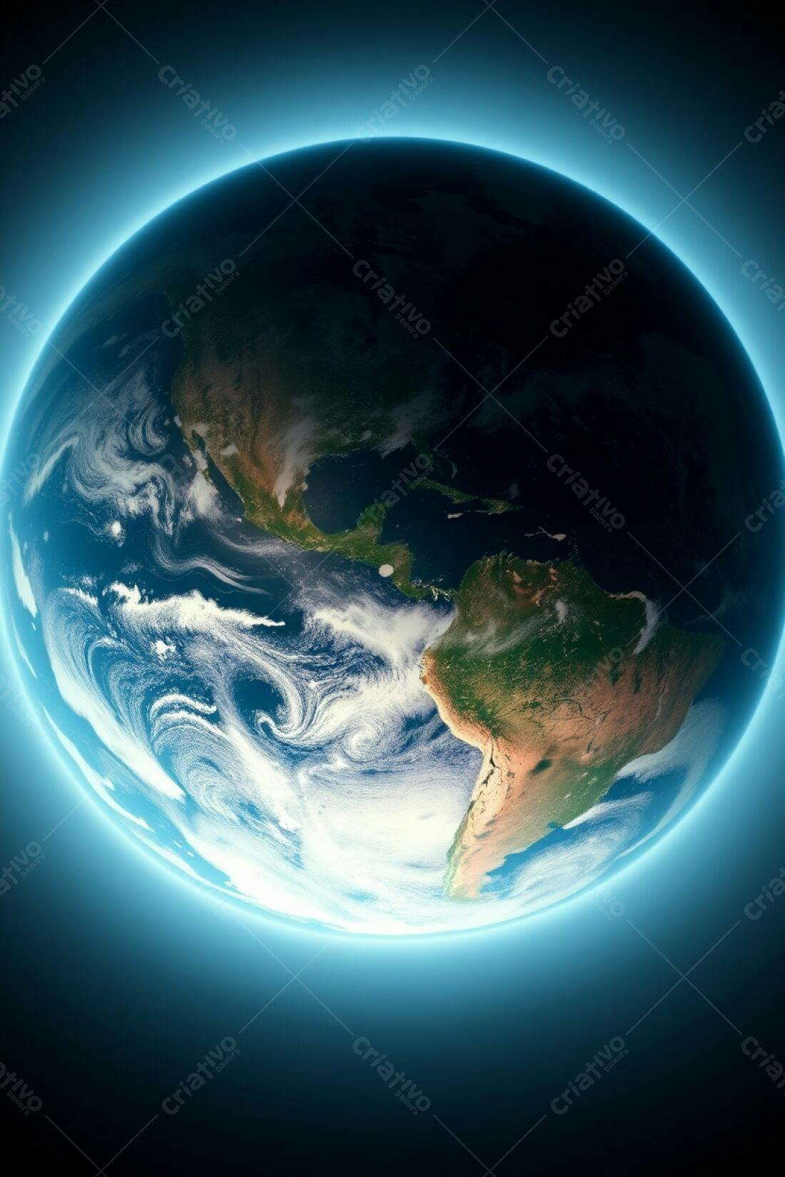 Planeta Terra vista do espaço azul e verde