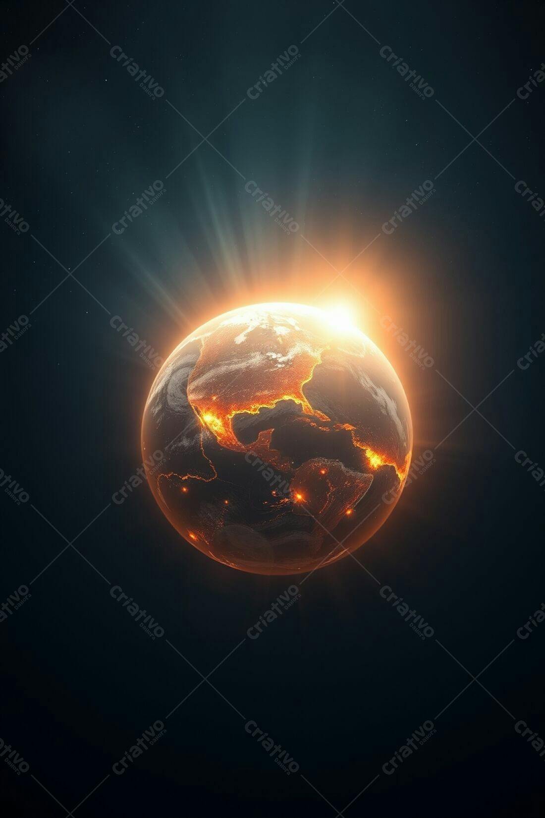 Planeta Terra com luzes noturnas