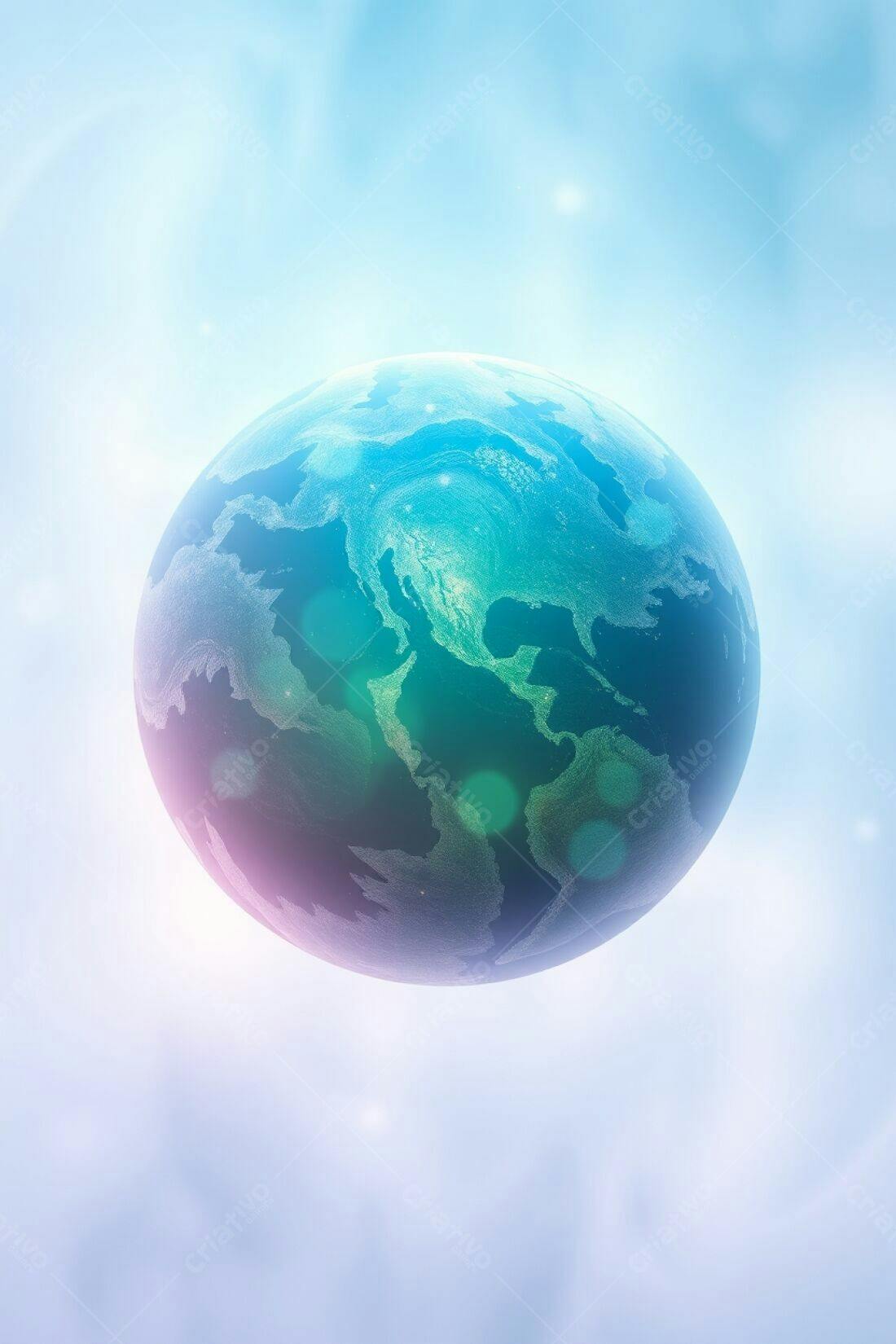 Planeta Terra em tons azuis e verdes