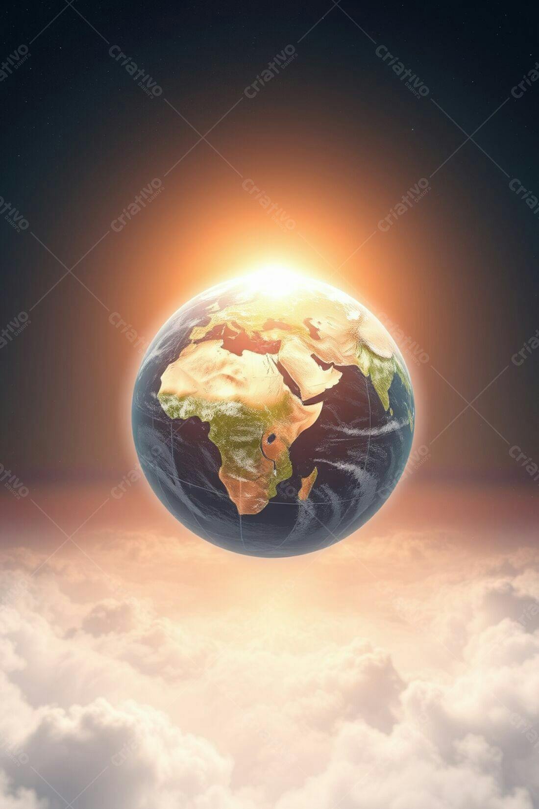 Planeta Terra visto do espaço com tons quentes