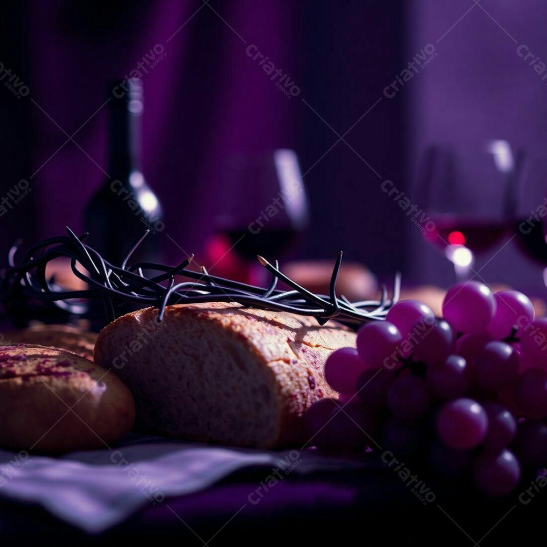 Coroa de Espinhos Pão e Uvas Cena da Última Ceia