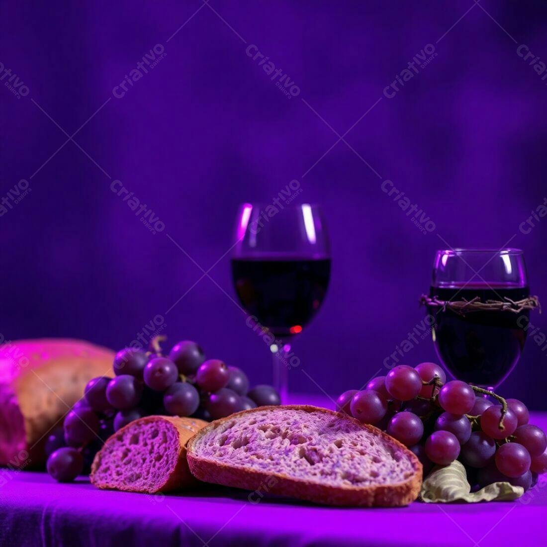Ceia religiosa pão vinho uvas