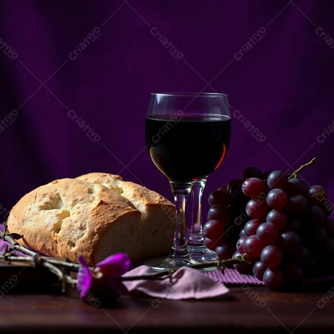 CENA Sagrada Pão Vinho Uvas
