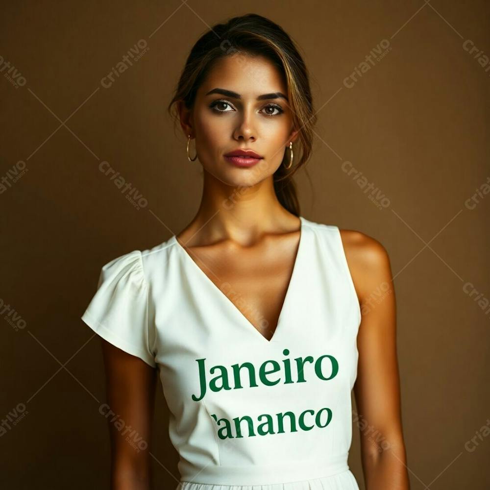 A Professional Fine Art Photograph, Associated Press Style, Featuring A Woman In A White Dress Representing The Janeiro Branco Campaign. Warm, Slightly Dark Tones With Soft, Gentle Lighting. Natural Earth Tones, Bro