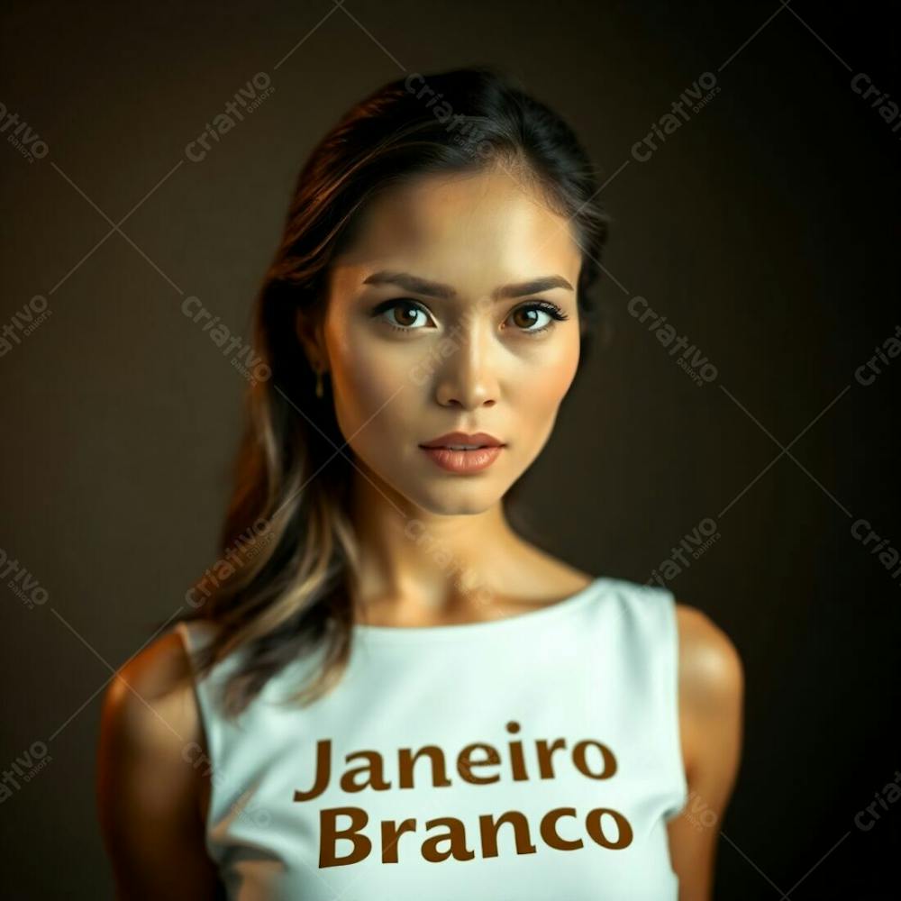 A Professional Fine Art Photograph, Associated Press Style, Featuring A Woman In A White Dress Representing The Janeiro Branco Campaign. Warm, Slightly Dark Tones With Soft, Gentle Lighting. Natural Earth Tones, Brow