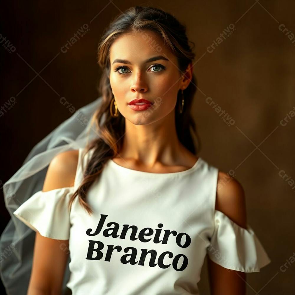 A Professional Fine Art Photograph, Associated Press Style, Featuring A Woman In A White Dress Representing The Janeiro Branco Campaign. Warm, Slightly Dark Tones With Soft, Gentle Lighting. Natural Earth Tones, Brow