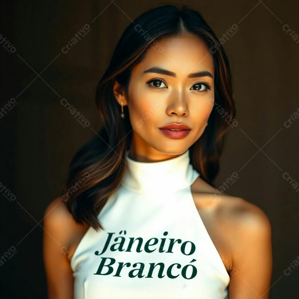 A Professional Fine Art Photograph, Associated Press Style, Featuring A Woman In A White Dress Representing The Janeiro Branco Campaign. Warm, Slightly Dark Tones With Soft, Gentle Lighting. Natural Earth Tones, Brow