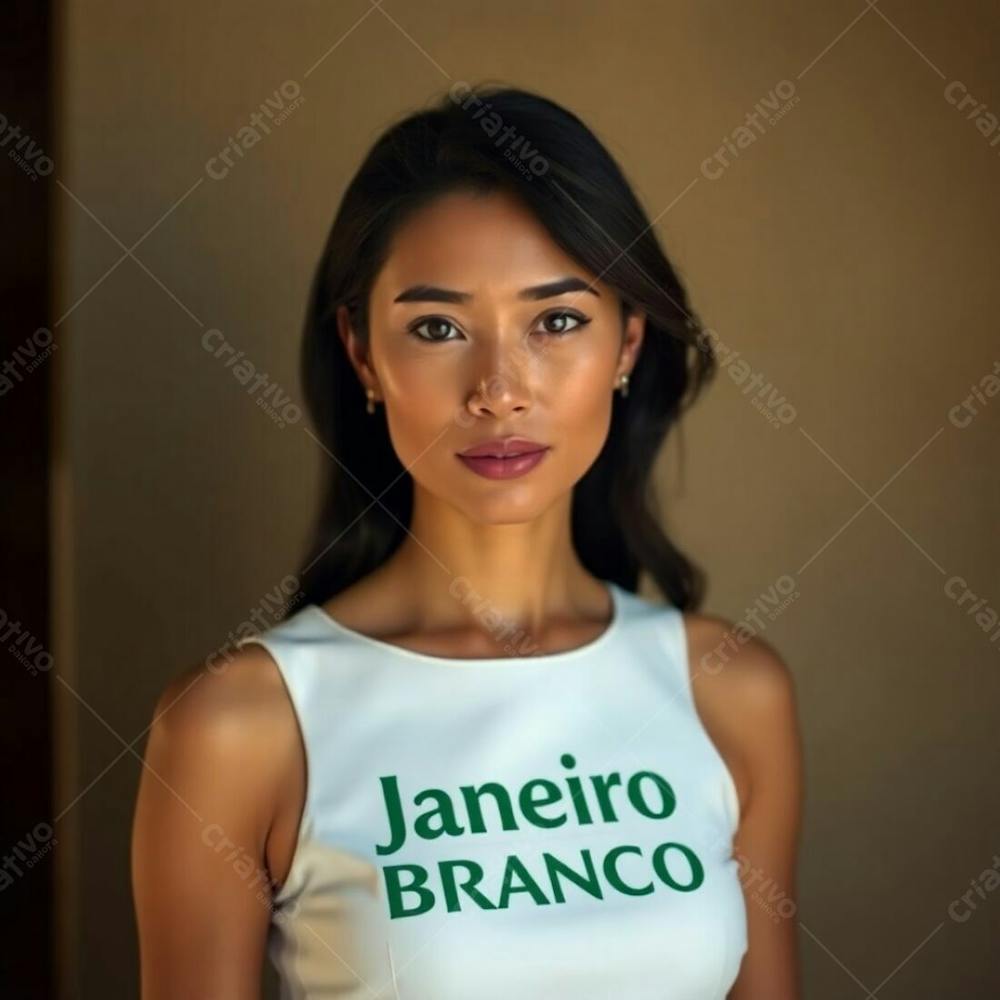 A Professional Fine Art Photograph, Associated Press Style, Featuring A Woman In A White Dress Representing The Janeiro Branco Campaign. Warm, Slightly Dark Tones With Soft, Gentle Lighting. Natural Earth Tones, Brow