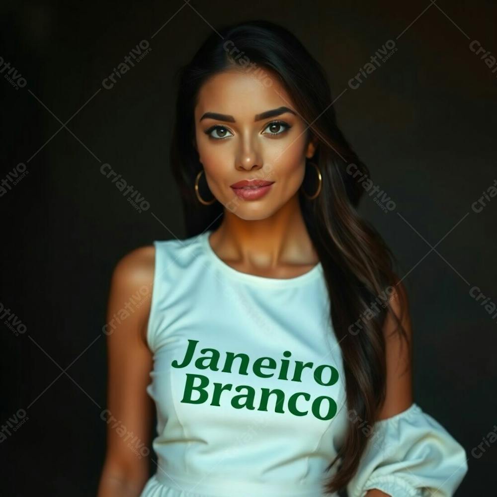 A Professional Fine Art Photograph, Associated Press Style, Featuring A Woman In A White Dress Representing The Janeiro Branco Campaign. Warm, Slightly Dark Tones With Soft, Gentle Lighting. Natural Earth Tones, Brow