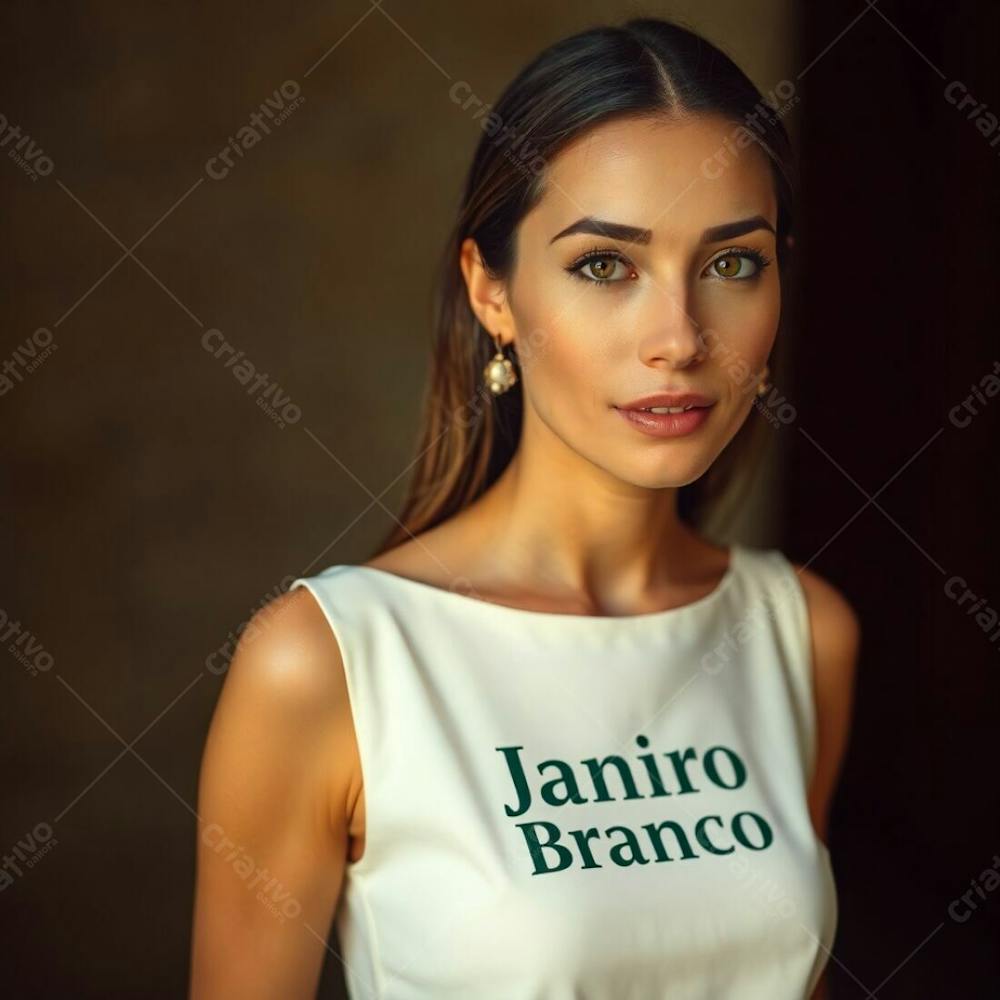 A Professional, Fine Art Photograph In Warm, Slightly Dark Tones. A Woman In A White Dress, Representing The Janeiro Branco Campaign, Is The Subject. The Lighting Is Soft And Gentle, With Natural Earth Tones, Browns,