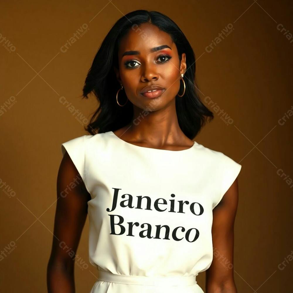 A Professional, Fine Art Photograph In Warm, Slightly Dark Tones. A Woman In A White Dress, Representing The Janeiro Branco Campaign, Is The Subject. The Lighting Is Soft And Gentle, With Natural Earth Tones, Browns, And