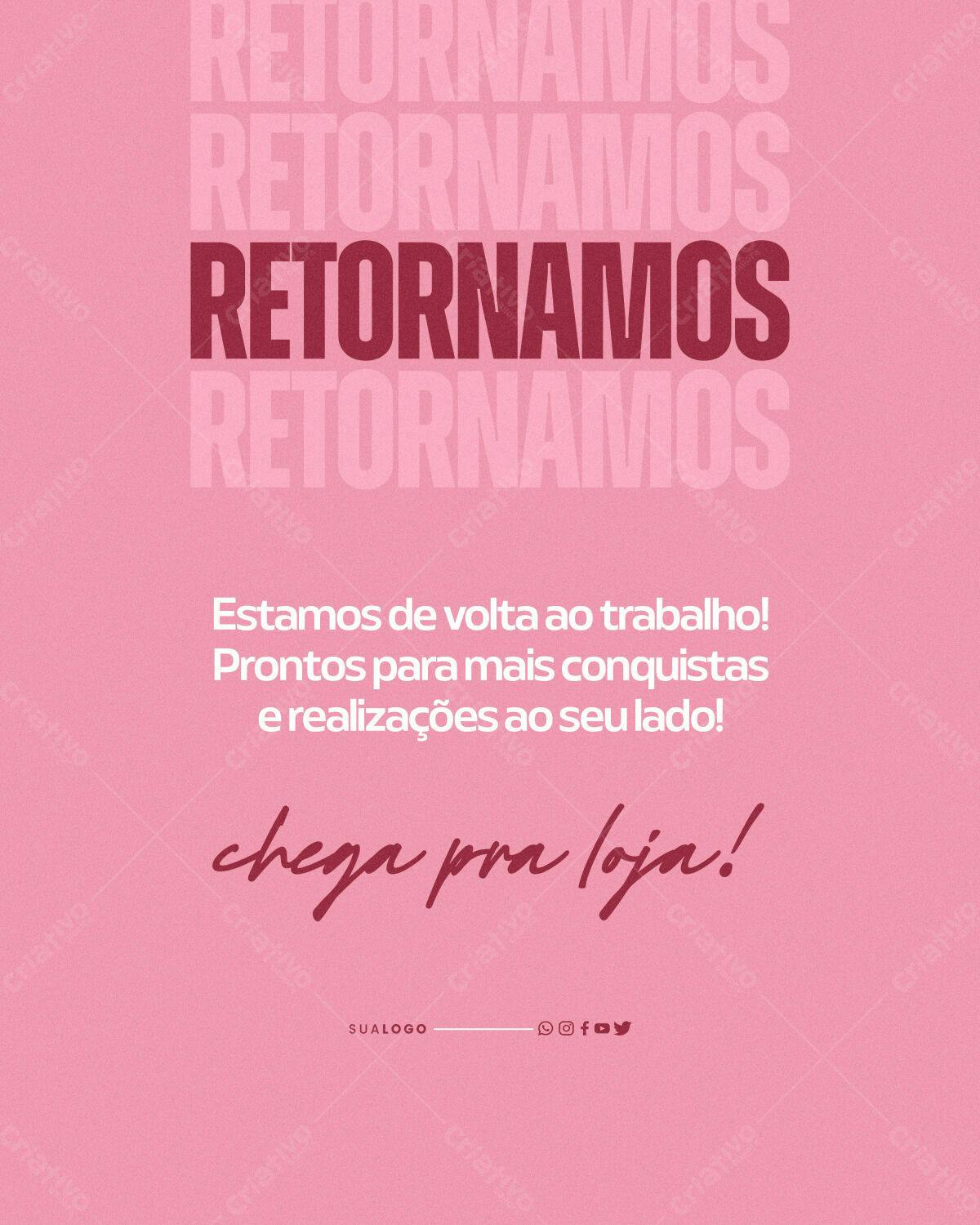 Postagem Redes Sociais Retornamos PSD Editável