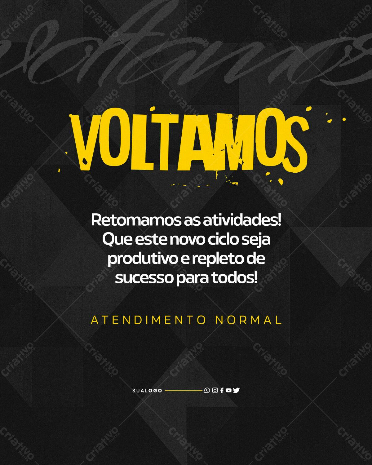 Postagem Voltamos às Atividades PSD Editável