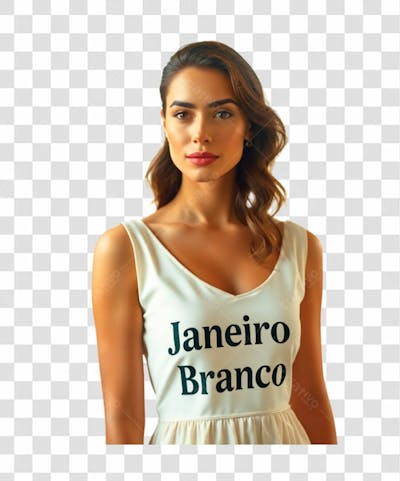 Mulher Com Roupa Branca Janeiro Branco Png Com Fundo Transparente