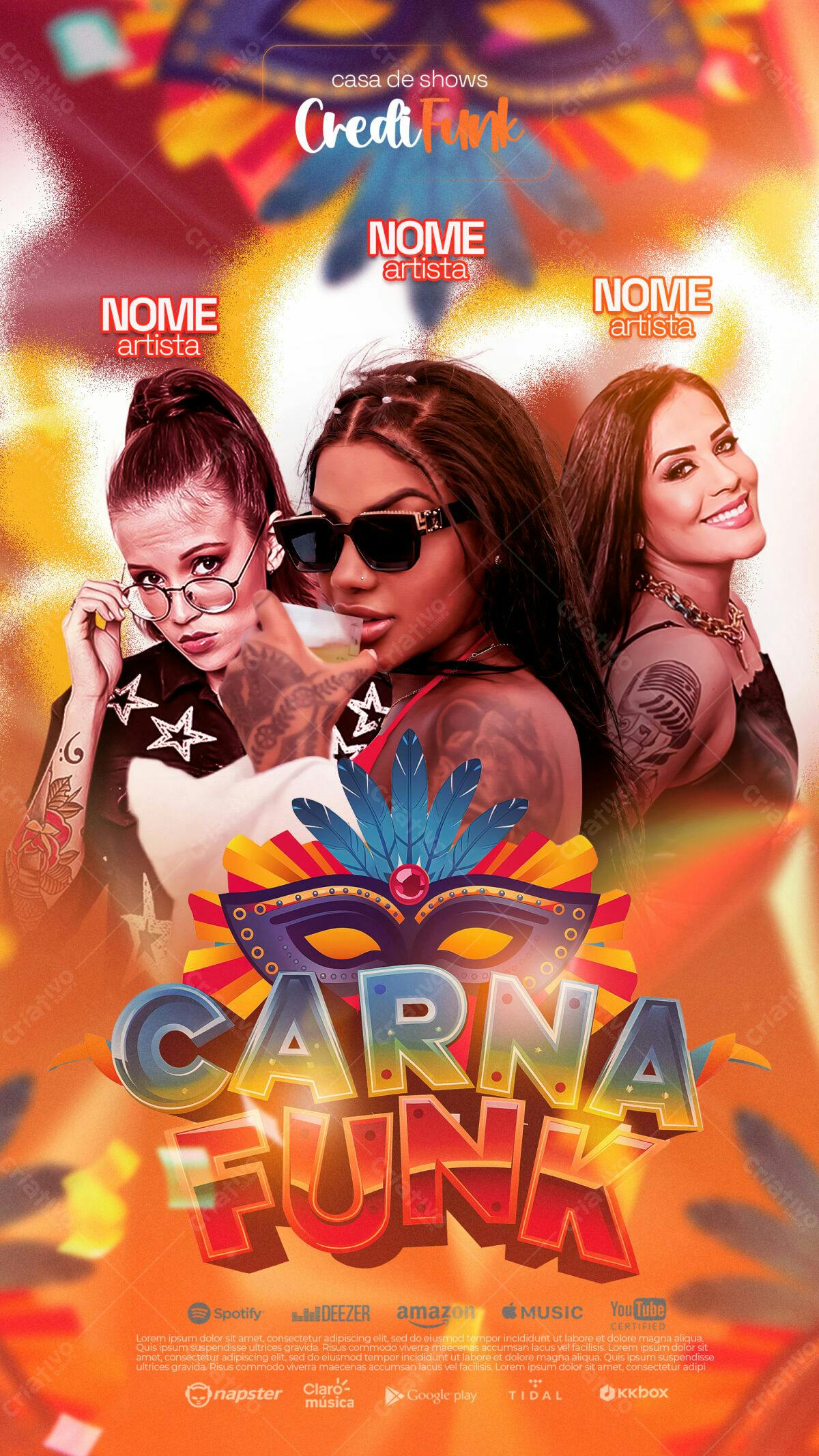 Flyer para Festa de Carnaval Funk PSD Editável