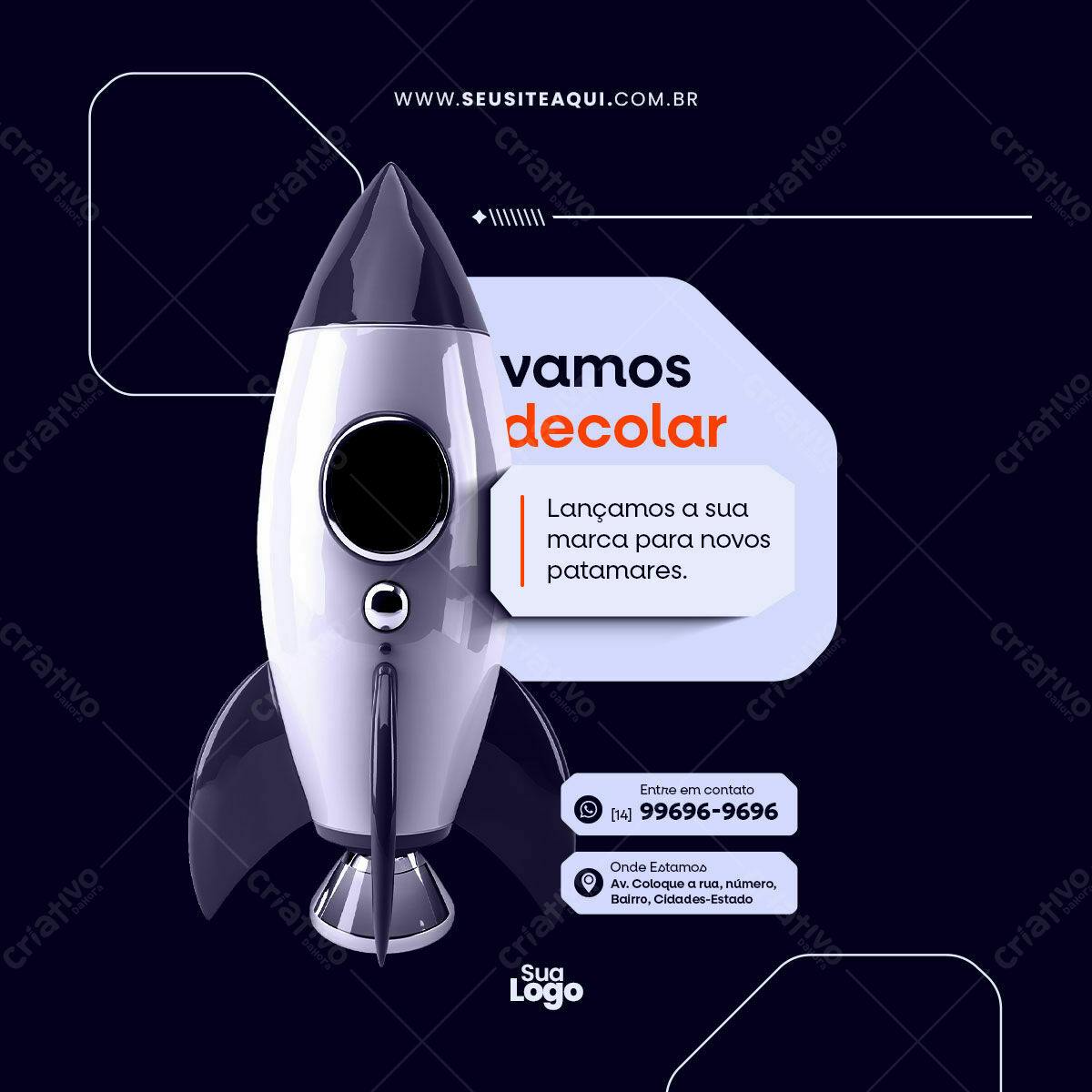 Post para Redes Sociais com Foguete PSD Editável