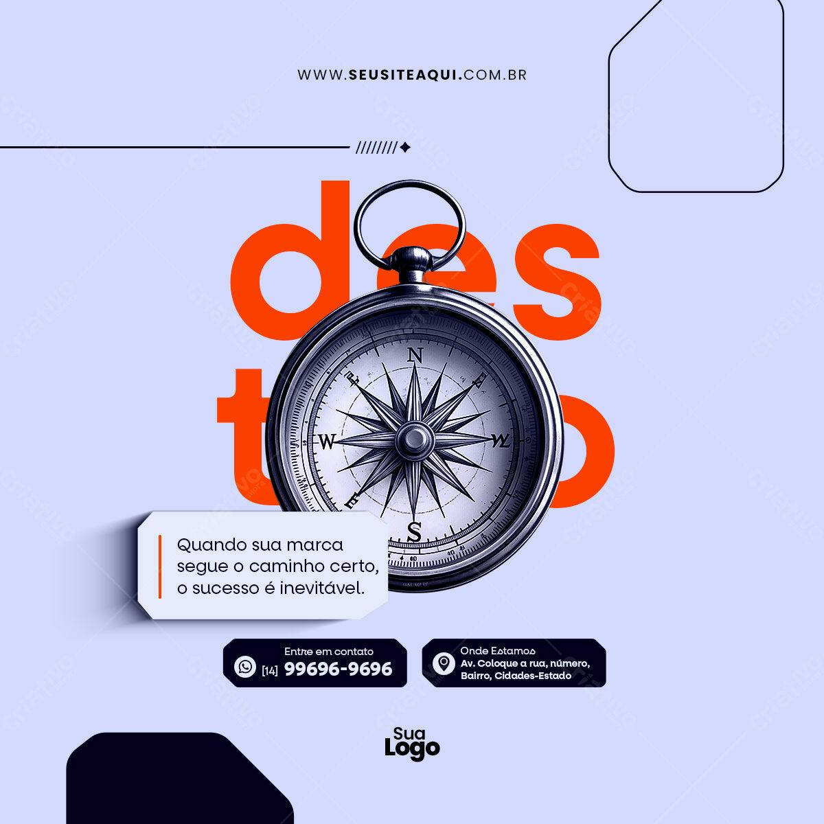 Post para Redes Sociais com bússola PSD Editável