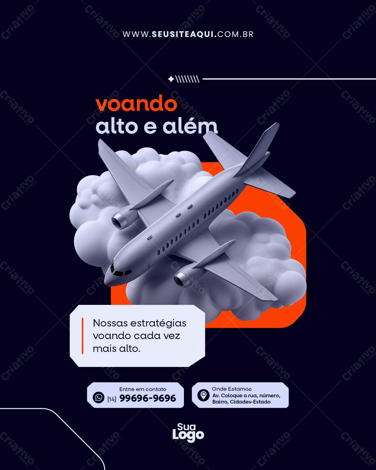 Postagem para Redes Sociais Voando Alto e Além PSD Editável