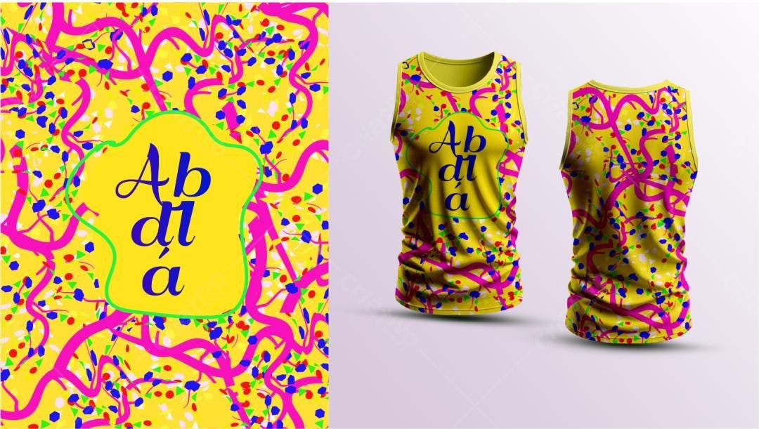 Padrão vetorial abstrato amarelo rosa e azul para camiseta