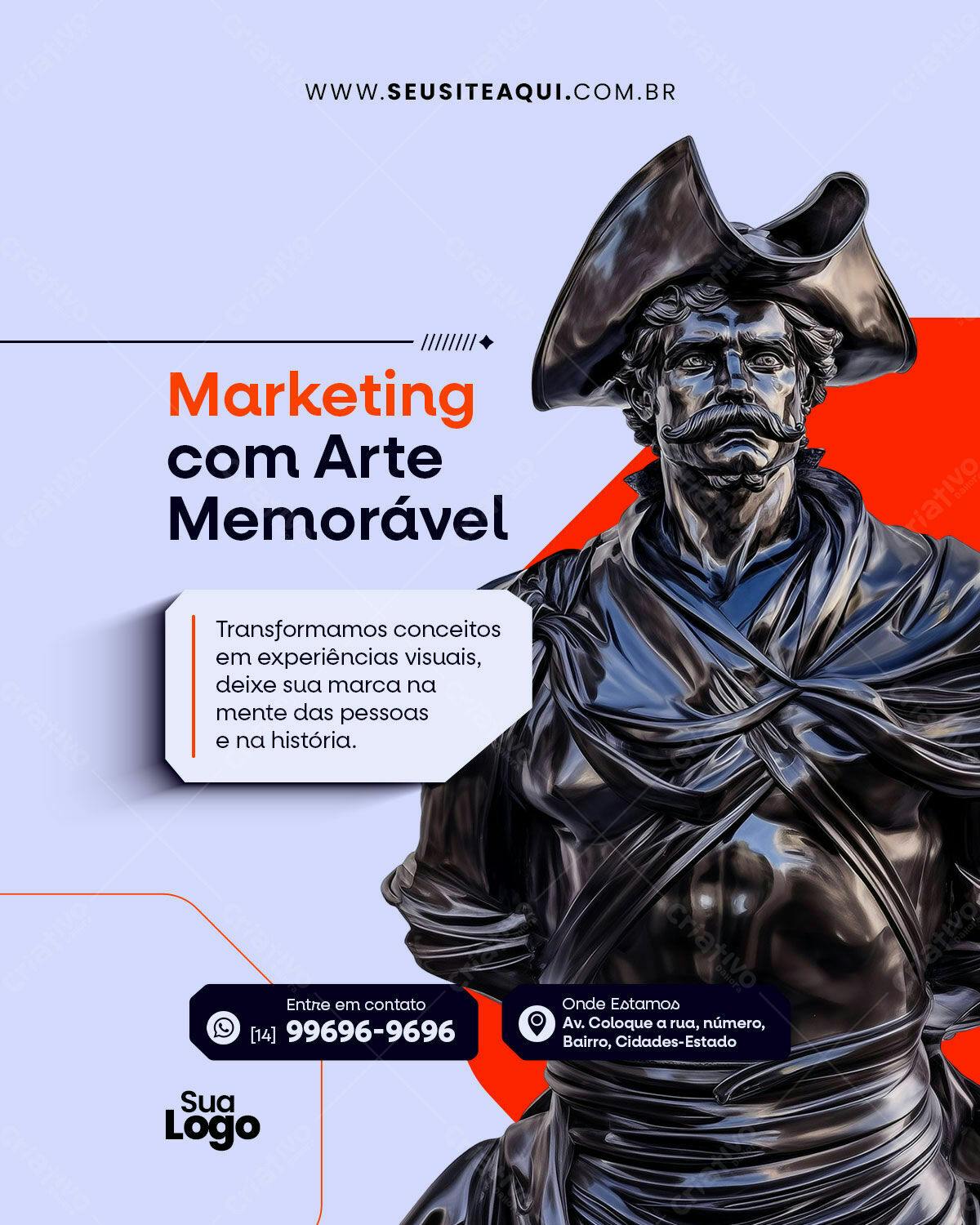 Post para Marketing com Arte Memorável PSD Editável