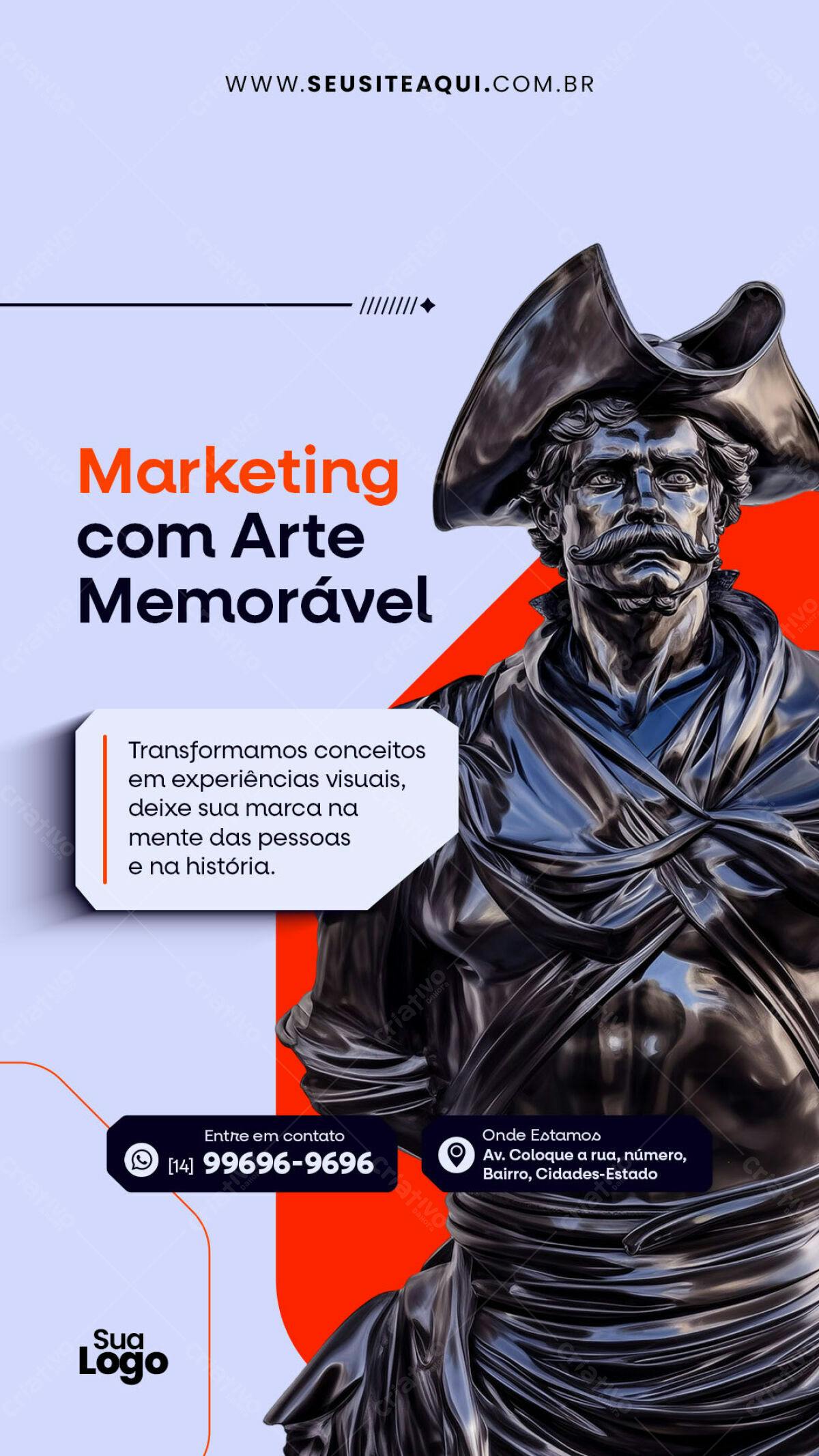 Flyer Marketing com Arte Memorável PSD Editável