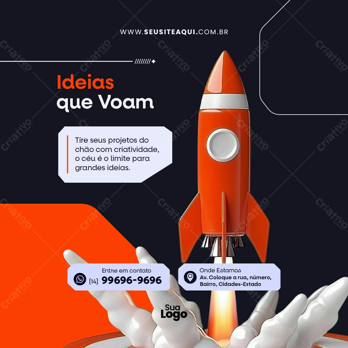Postagem para Redes Sociais com Foguete PSD Editável
