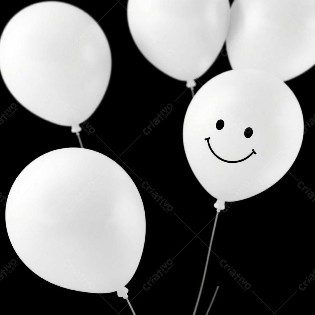 Balões brancos com um sorriso