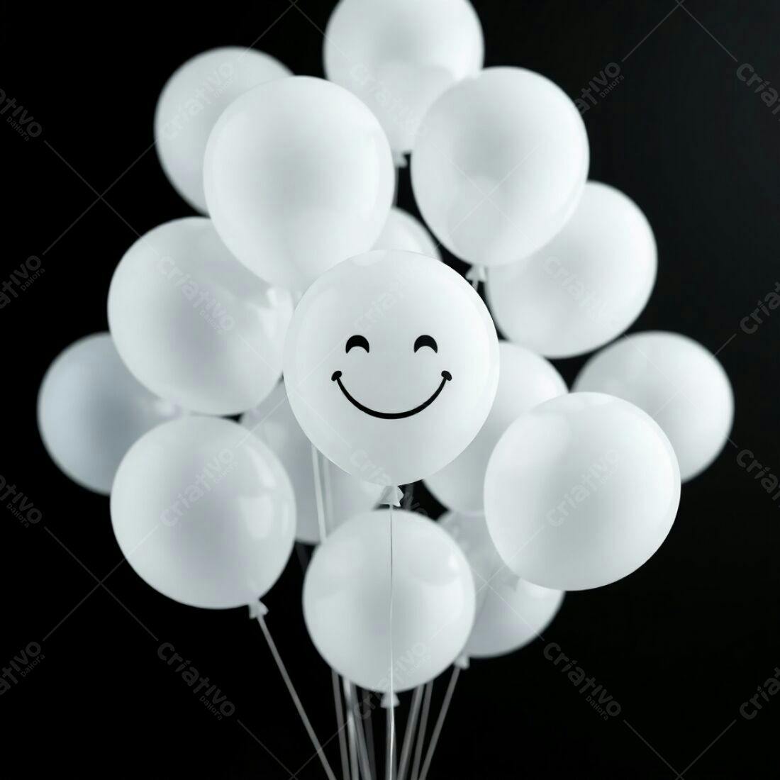 Balões brancos com sorriso feliz
