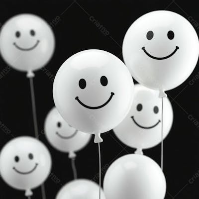 Balão Branco Com Sorriso Campanha Janeiro Branco Png