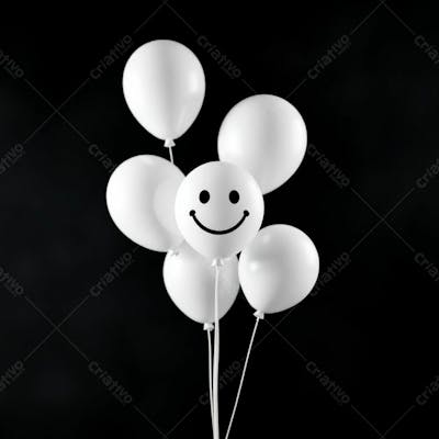 Balão Branco Com Sorriso Campanha Janeiro Branco Png