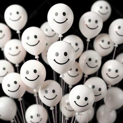 Balão Branco Com Sorriso Campanha Janeiro Branco Png