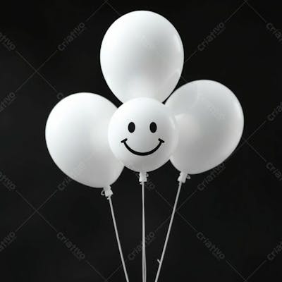 Balão Branco Com Sorriso Campanha Janeiro Branco Png