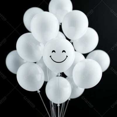 Balão Branco Com Sorriso Campanha Janeiro Branco Png