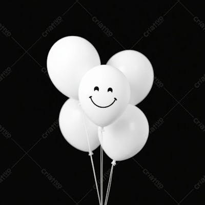 Balão Branco Com Sorriso Campanha Janeiro Branco Png