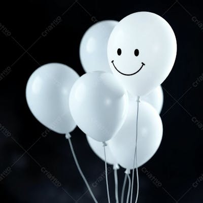 Balão Branco Com Sorriso Campanha Janeiro Branco Png