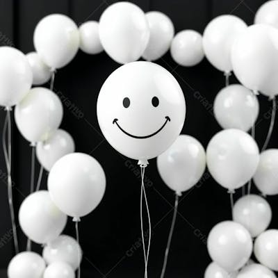 Balão Branco Com Sorriso Campanha Janeiro Branco Png