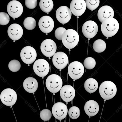 Balão Branco Com Sorriso Campanha Janeiro Branco Png