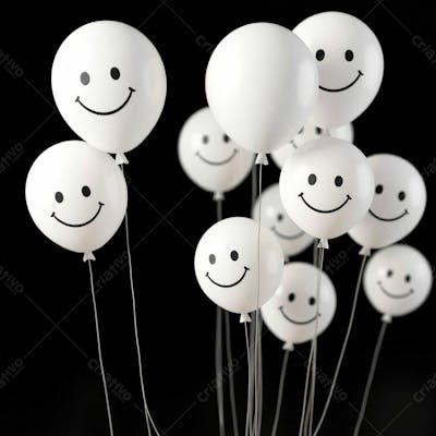 Balão Branco Com Sorriso Campanha Janeiro Branco Png