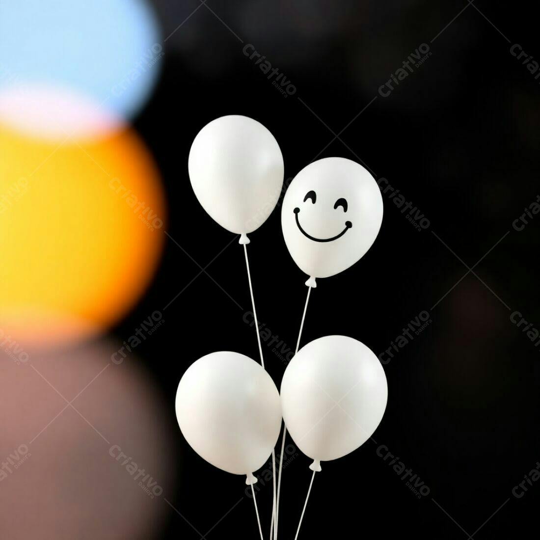 Balões brancos com carinha feliz